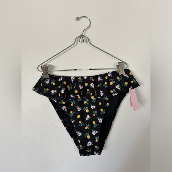NWT Victoria's Secret itsy ruffle bikini BOTTOM AND TOP black lemon floral - Picture 7 of 16